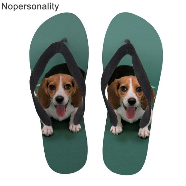 

nopersonality beagle dog print summer flipflops women animals design flat slippers shoes non-slip casual ladies beach slippers, Black