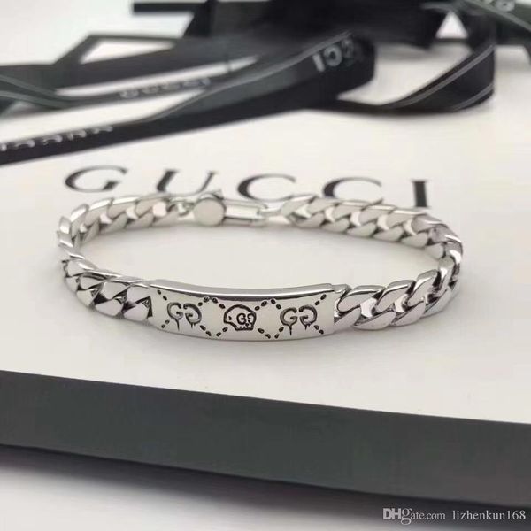 

weigh 33.8g sterling silver 925 bracelet elf skull bracelet for bracelets gold fashion accessories supply, Black