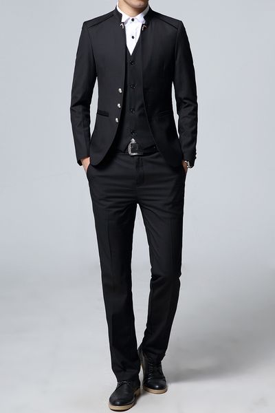 

4xl 5xl mens suits autumn blazers suit vest and suit trousers slim men coat + waistcoat + pant, White;black