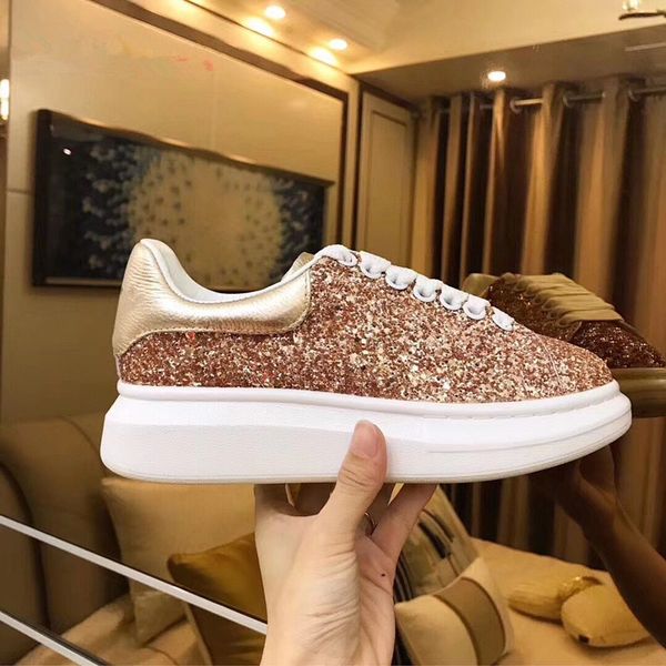 

2019 fashion luxury classic casual shoes platform leather trainer mens womens navy snake skin 3m sneakers velvet chaussures glitter t07, Black