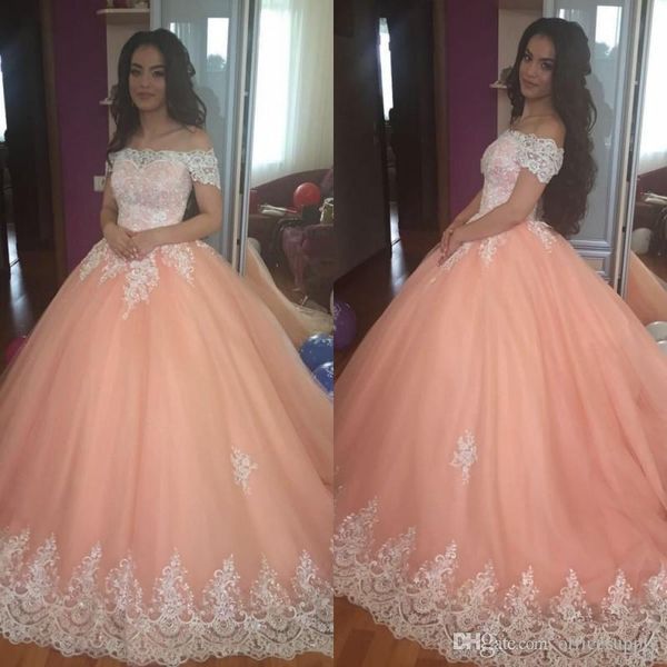 Lindo elegante quinceanera vestidos 2020off ombro apliques inchado espartilho volta vestido de baile princesa 16 anos meninas vestidos de festa de baile personalizado s