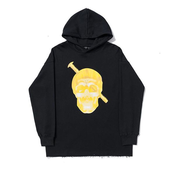 

18fw yellow skull printing hoodie autumn winter men women young couple hooded sweatshirt long sleeve pullover casual street hfhlwy057, Black