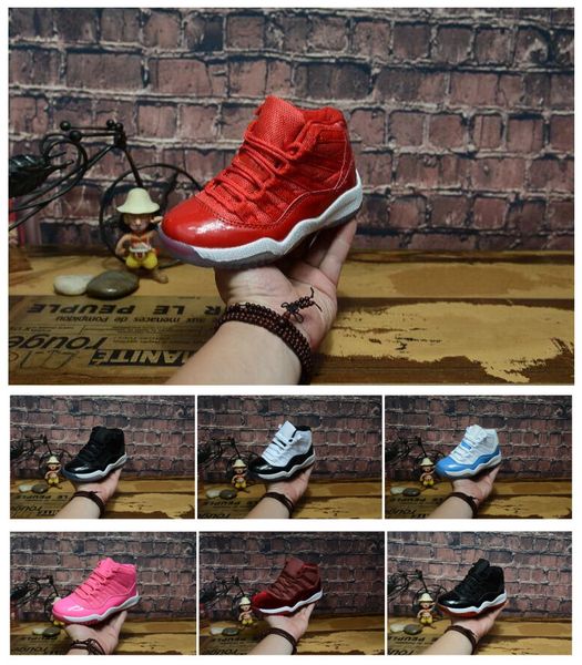 

11s детская обувь кроссовки concord разводят gym red space jam legend синий розовый черный 11 мальчиков девочек обувь день подарков, Black