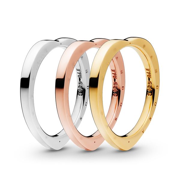 

authentic 925 sterling silver stackable heart-shaped ring luxury designer jewelry women rose gold love rings with logo and pandora gift box