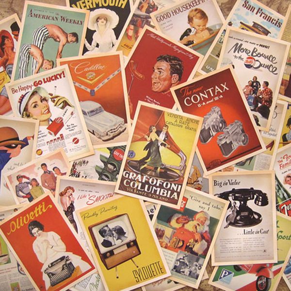 

32pcs/lot classic old ps style postcards cartoon post card poster drawing greeting gift theme vintage collectible card set