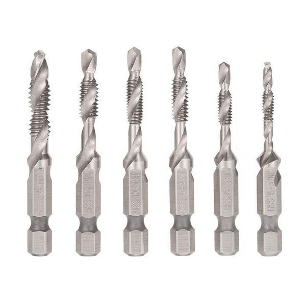 

new 6pcs hss drill tap countersink combination deburr bits set with 1/4inch hex shank