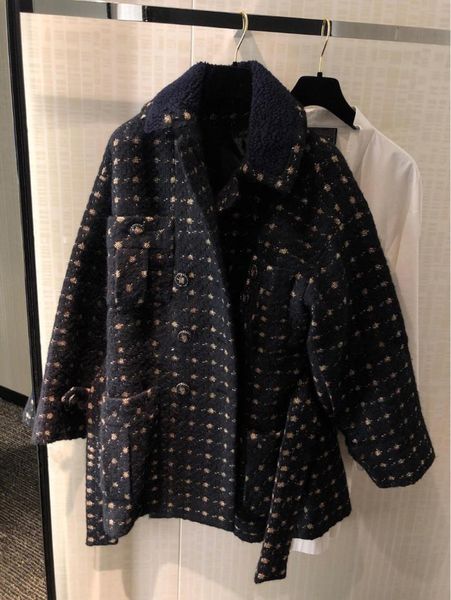 

2019 winter women's wool tweed coat 100% silk lining woollen coat b318, Black