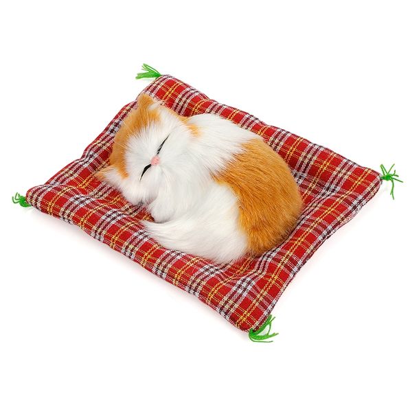

car ornaments cute simulation sleeping cats decoration automobiles lovely plush kittens accessories white yellow