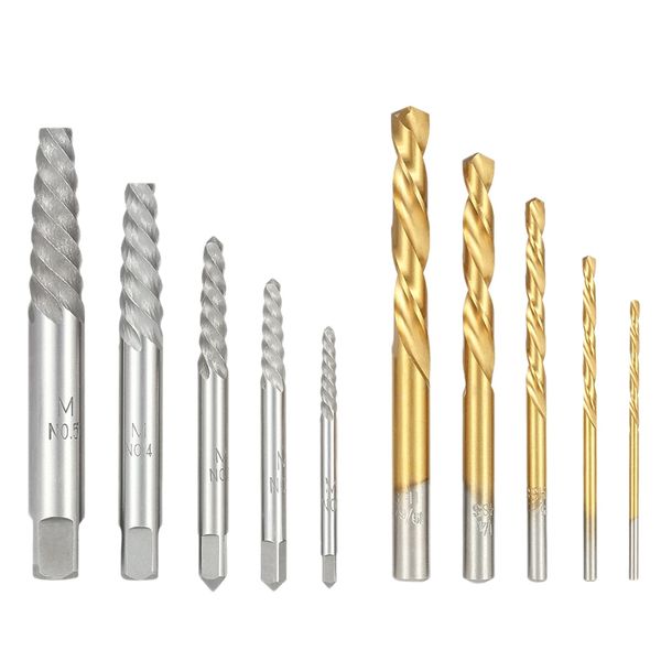 

new-10pcs cobalt left hand drill bit set +broken bolt damaged screw extractor set +metal case quality herramientas perforator to