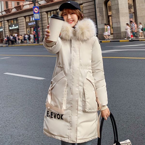 

korean thick winter coat women solid hooded long parkas warm coats and jackets women long coat ladies jackets clothes bdr657, Tan;black