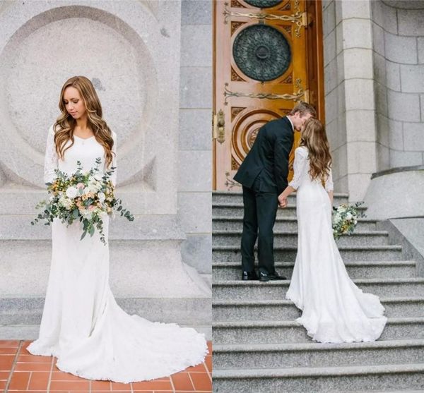 GÜNSTIGE Land-Brautkleider mit langen Ärmeln, böhmische Spitze, Meerjungfrau-Brautkleider 2019, Land-Hippie-Hochzeitskleider, vestido294Z