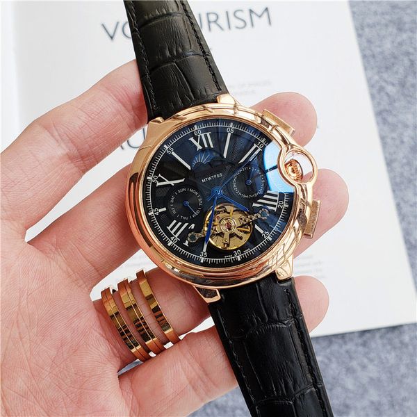 

wristwatche fashion watches all work sub-dials men watch moon daydate rejoles mechanical phase movement for automatic gift kjfa, Slivery;brown