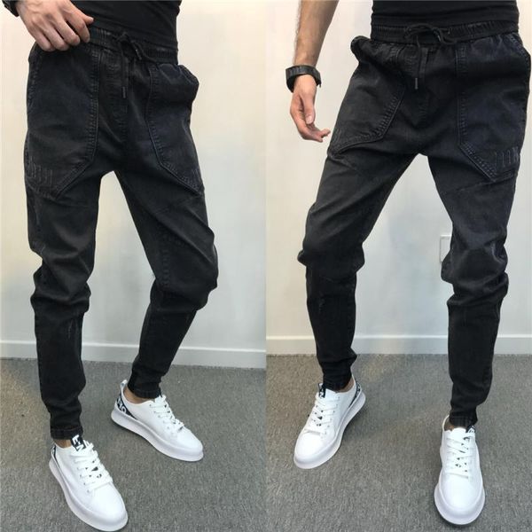 

autumn spirit guy black jeans male fashion tide men bunch pants net red the same hundred thin pants, Blue