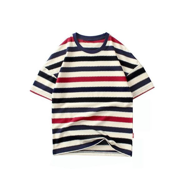 

kids t-shirt cotton short-sleeved children's clothing round neck summer stripes students loose sports boy baby girl clothes, Blue