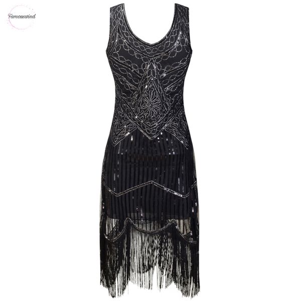 

summer women party dress robe femme 1920s great gatsby flapper art fringe midi dress vestido summer sequin deco black dress, Black;gray