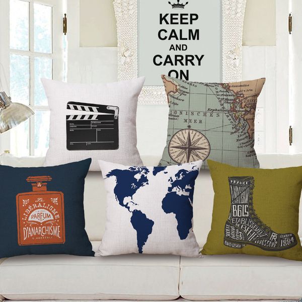 

european restore ancient ways map pillow literature painting cushion set hold cotton pillow case
