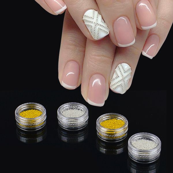 

1 bottle gold silver 3d caviar beads nail art pearl rhinestones decorations diy nail accessories manicure tools, Silver;gold