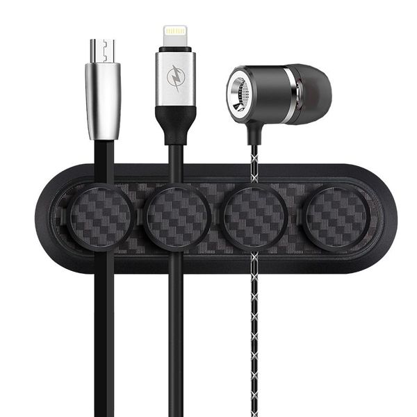 

carbon fiber car charging data line organizer storage cable holder multifunction universal headphone wire cable organizer set