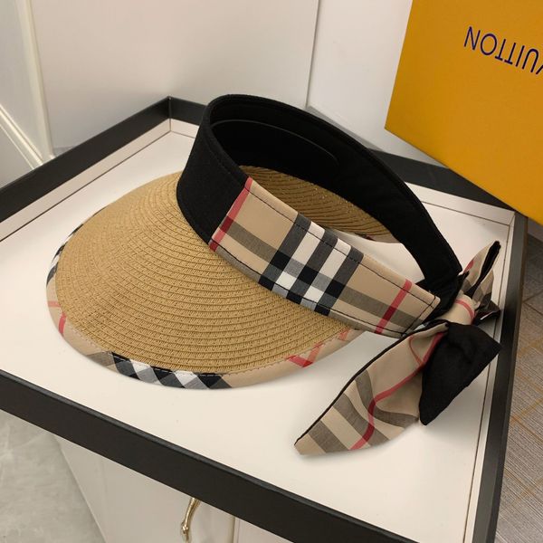 

summer bottomless sun plaid straw cornice cap cornice cap woven empty hat british foldable big brim hat fashionable women, Blue;gray