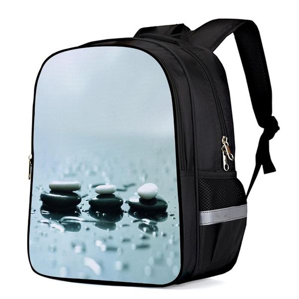 

stone water drop pure style black white lapbackpacks school bag child book bag sports bags bottle side pockets