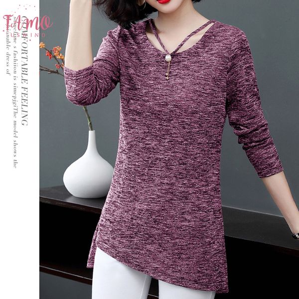 

polyester women spring summer style t shirts lady casual long sleeve o neck gray tees shirts df3026, White