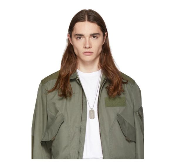 

20ss ow logo dog tag chain hip hop street off fashion white necklace for men and women