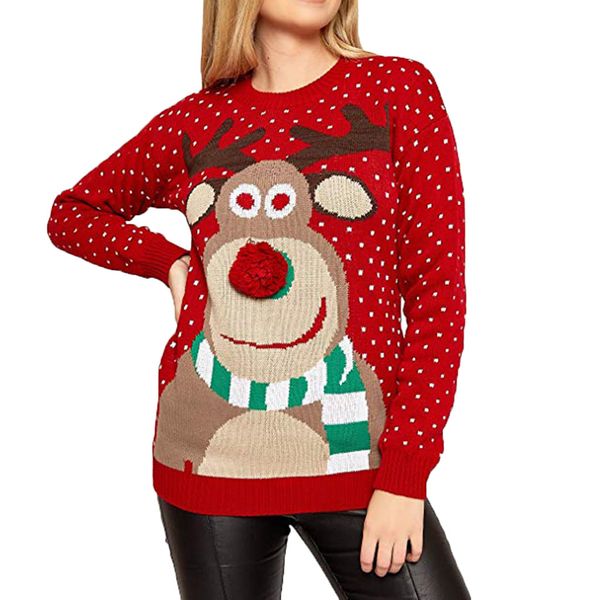 

new christmas deer печати свитер зимы женщин теплый вязаный пуловер свитер женский jumper с длинным рукавом вязать топ блуза, White;black