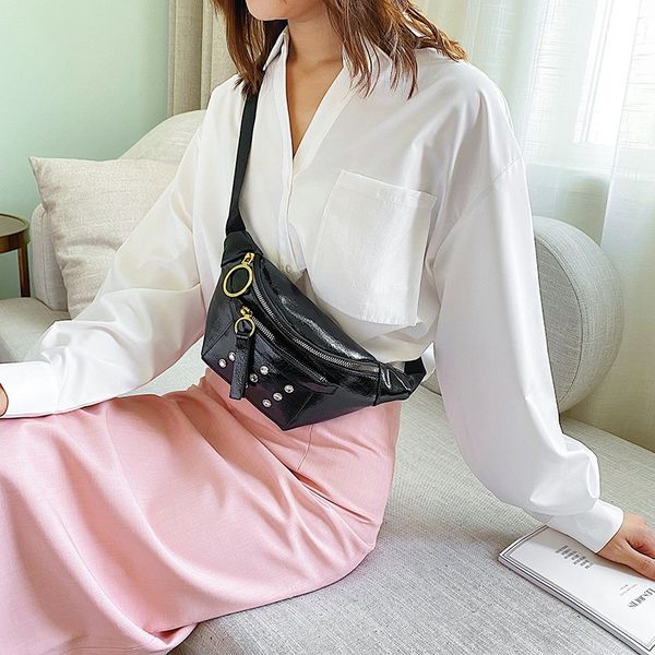 

2020 новая корейская версия мешка плеча женщин вскользь сумка заклепки дама талии