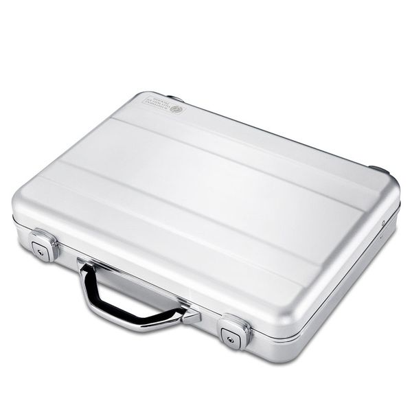 

mens metal briefcase aluminium magnesium alloy travel case tsa lock one-step forming briefcase silver lapcase