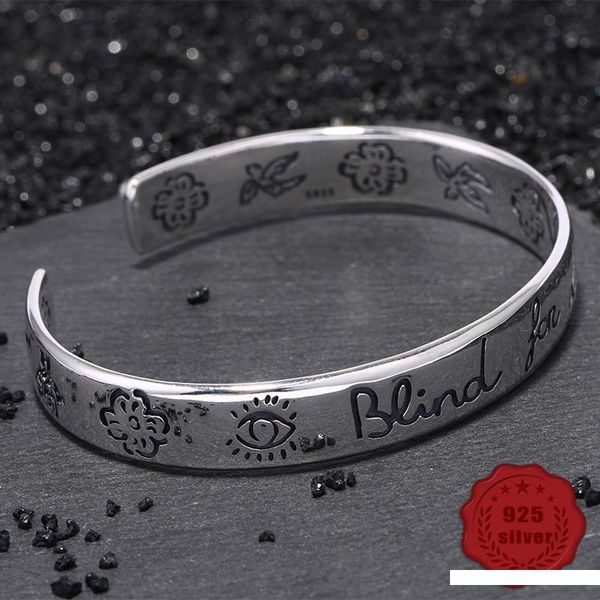 

100% s925 sterling silver bracelet personality simple jewelry retro fashion love styling student birthday 2019 bangles, Black