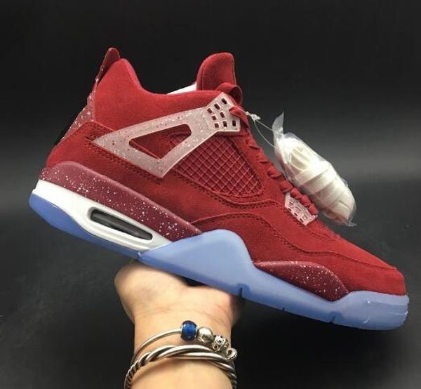 

2020 new 4s rush violet red with white spots leather mushroom retor nrg doodling purple outdoor shoes size 40-47