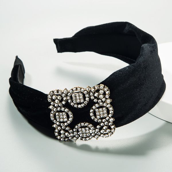 

hair accessories inlaid rhinestone hair band female gold velvet wide edge head buckle high-grade alloy accessories head band, Silver