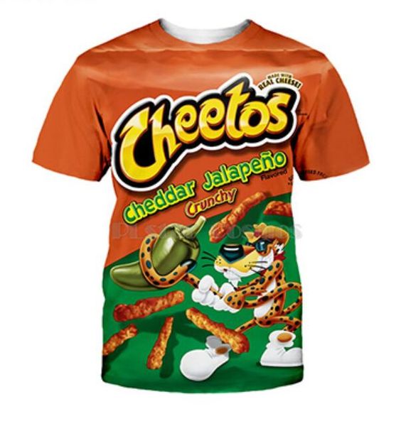 

fashion mens womens summer style cheetos funny 3d print casual t-shirt xdx048, White;black