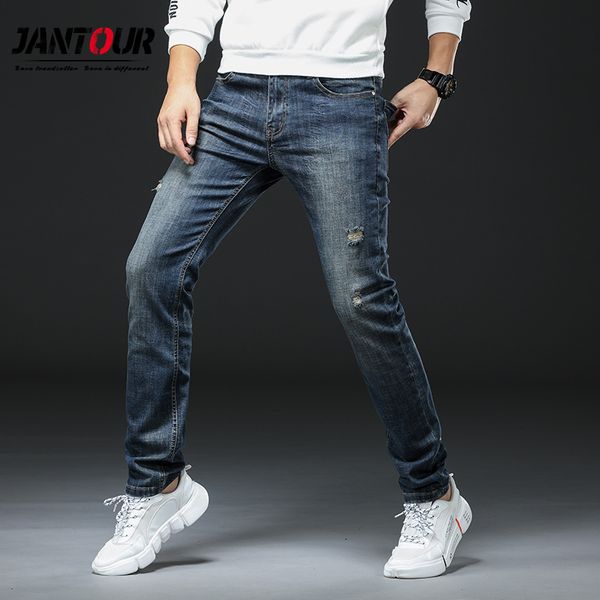 

autumn winter cotton men classic blue jeans straight long denim pants middle-aged male quality lightweight jeans big size 40 42