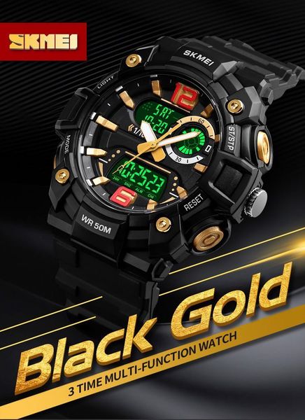 

new skmei sport men watch digital watch fashion dual display 5bar waterproof luminous 3 time multi-function watch montre homme 1529, Slivery;brown