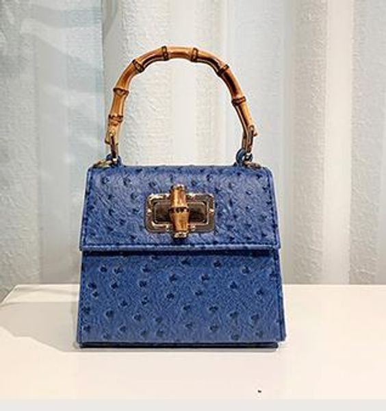 

2020 new designer small square bag luxury handmade bags crocodile pattern ostrich slub hand shoulder diagonal bag