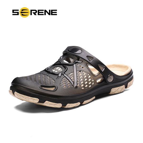 

serene men sandals jelly shoes summer flip flops slippers men outdoor beach casual shoes male sandals sandalia masculina, Black