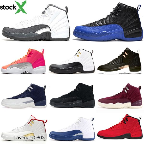 

r dark grey 12s men basketball shoes 12 reverse taxi game royal wings punch mens trainers sports sneakers 7-13, Black