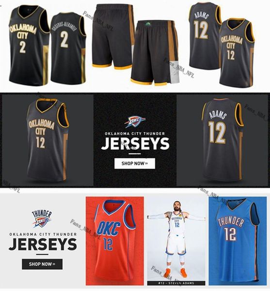 

2020 new mens customize mens 12 steven adams 2 shai gilgeous-alexander city oklahoma city nba thunder edition basketball jersey, Black;red