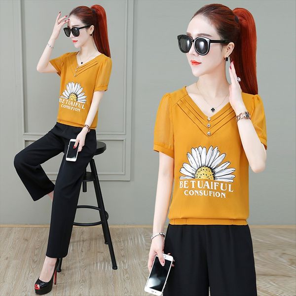 

2020 temperament d1v collar printed short slim 2020 women's temperament women's d1v collar printed short slim top, White
