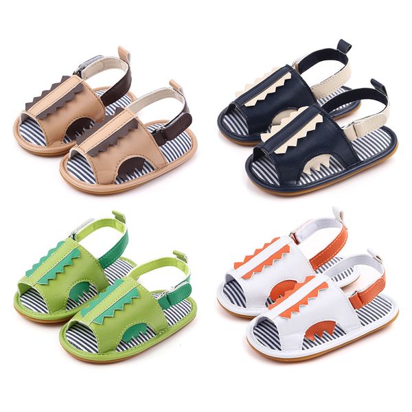 

toddler summer sandals newborn infant baby boy pu soft crib shoes infants anti-slip sneaker cute cartoon shoe1, Black;red