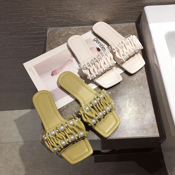 

slippers women summer string bead shoes woman 2020 pantofle slides soft flat new rome fashion basic rubber pu, Black