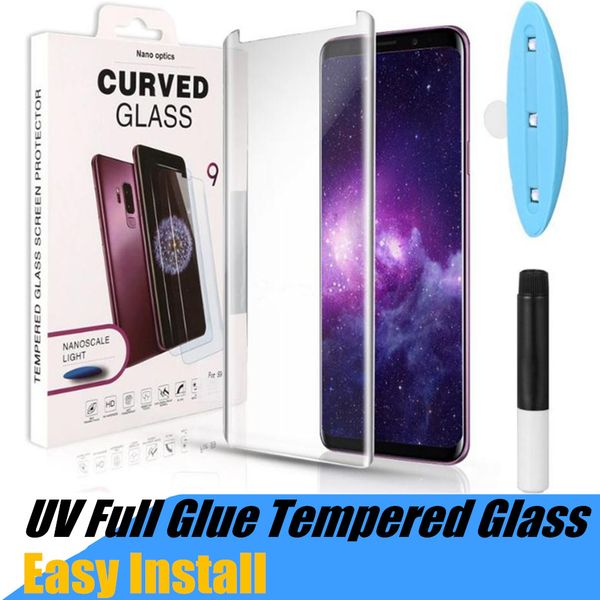 

uv tempered glass protecor for samsung note 9 8 galaxy s9 s8 plus s7 edge s10 3d full liquid glue screen protector