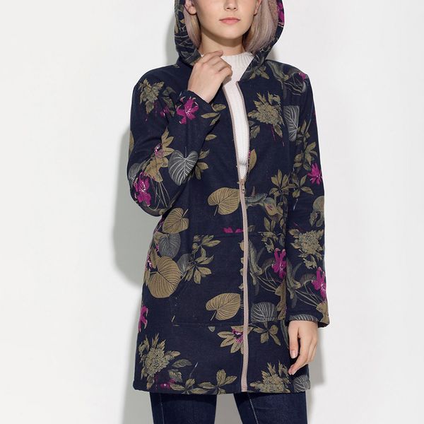 

2018 new parka women's plus size s-5xl autumn winter print warm velvet jacket hooded coat down female outwear parkas 6q2452, Black