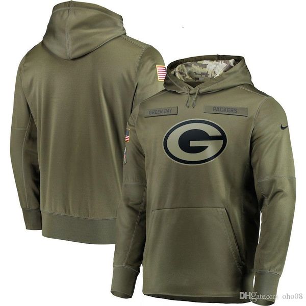 

2020 new mens green bay packers sweatshirt olive salute to service sideline therma performance pullover hoodie, Blue;black