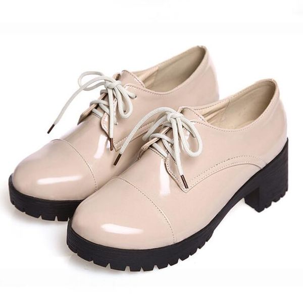 

women genuine cow oxfords brand leather women toe lace round leather shoes for oxford vintage flat fashion england oxfords up vogtt, Black