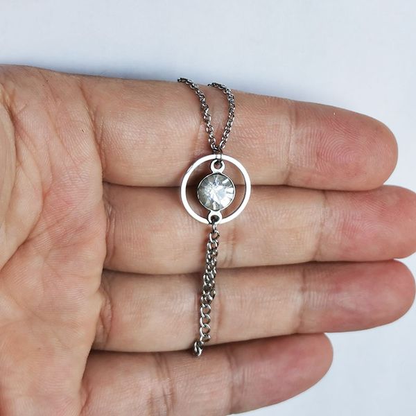 

1pc simple crystal stainless steel pendant necklace cute tassel necklaces women girls fashion jewelry gift, Silver