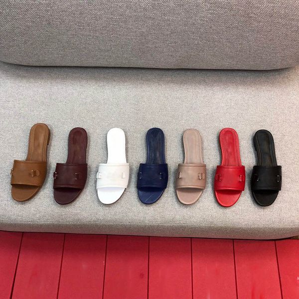 

new 2020 vara bow slide sandal smooth leathers slippers luxury designer women buckle slides fashion designer flat slippers women slides, Black