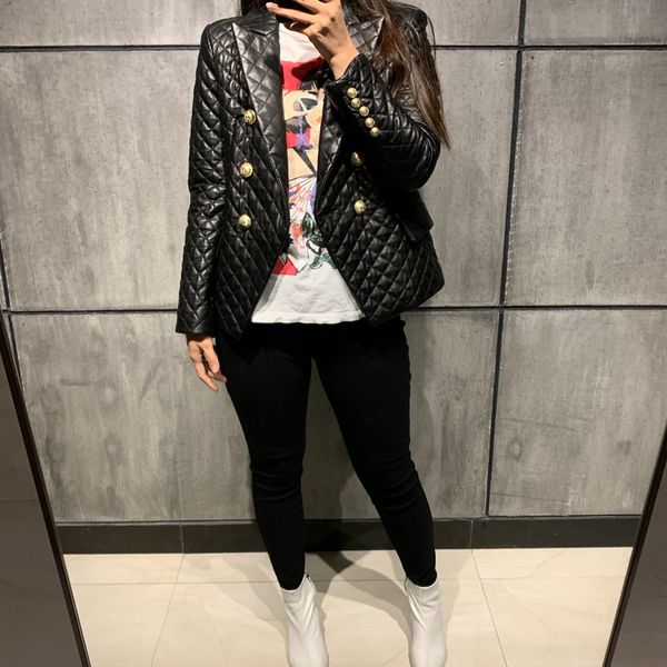 

leather blazer ladies real leather jacket women genuine blazer, Black