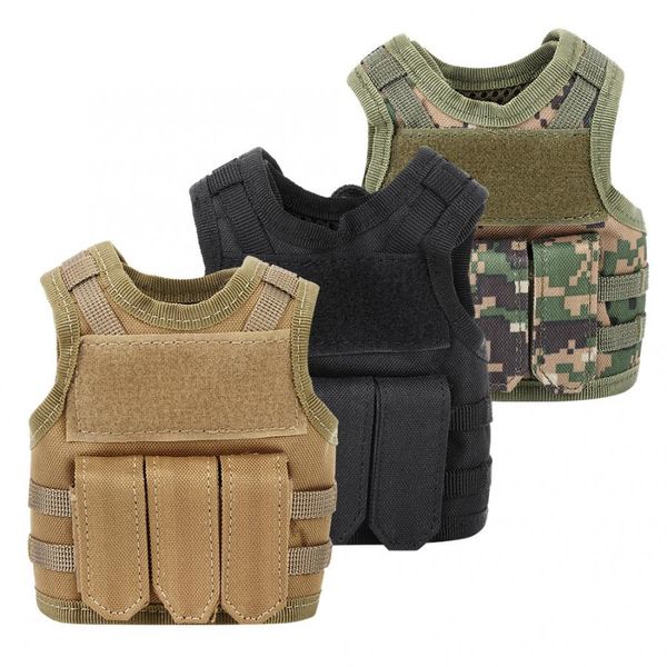 

outdoor multi-function tactics beer bottle cover mini drinking bottle vest shape diy drinks decoration tactics vest cover, Camo;black